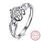 Adjustable 925 Sterling Silver Cubic Zirconia Finger Rings RJEW-BB20771-6-1