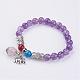 Natural Mixed Stone Beads Charm Bracelets BJEW-JB02868-2