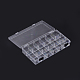 プラスチックビーズ収納ケース  18のコンパートメント  長方形  透明  20.5x11.5x3cm X-CON-R006-15-2