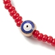 Stretch-Armband mit Perlen aus Glassamen und legiertem Emaille mit bösem Blick BJEW-JB09427-4