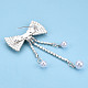 Nœud papillon en strass cristal avec épinglette perle en plastique JEWB-T002-09S-3