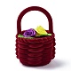 ベルベットのリングボックス  プラスチックとリボン付き  花籠  暗赤色  5.8x6cm VBOX-F004-01B-2