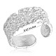925 anillo de puño abierto grueso texturizado de plata de ley chapada en rodio para mujer JR866A-3