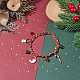 Weihnachtszuckerstange & Rentier & Mond Legierung Bettelarmband mit Glasperlen BJEW-TA00090-02-2