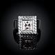 Classic Brass Cubic Zirconia Square Wide Band Finger Rings RJEW-BB00671-03-2