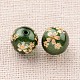 Flower Picture Printed Glass Round Beads GLAA-J089-12mm-B01-2