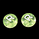 透明なアクリルビーズ  水平穴  混合文字  フラットラウンド  芝生の緑  7x4mm  穴：1.5mm  約3700個/500g TACR-N002-04G-2