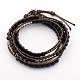 Four Loops Black Agate Waxed Cord Wrap Bracelets BJEW-O067-17-1