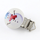 Christmas Snowman Pattern Printed Wooden Baby Pacifier Holder Clip with Iron Clasp WOOD-R251-07A-1
