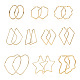 10ペア10スタイル201＆304ステンレススチールビッグフープピアス  低刺激性のイヤリング  混合図形  ゴールドカラー  1ペア/スタイル EJEW-PJ0001-01-2