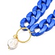 Bague avec collier pendentif perle naturelle pour adolescente femme NJEW-JN03712-4