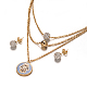 Collane e orecchini borchie set di gioielli rotonda e piatta 304 inox acciaio smaltato tri-tiered SJEW-M077-10B-1