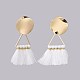 Polycotton(Polyester Cotton) Tassel Dangle Stud Earrings EJEW-JE03132-2