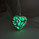 Collier pendentif cage coeur en alliage avec pierre de luminaires synthétiques LUMI-PW0001-048S-C-1