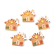 クリスマステーマ樹脂デコデンカボション  ジュエリー作りのための  家の形のビスケット  模造食品  オレンジ  26x28.5x6mm RESI-CJC0001-37F-1