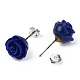 Synthetical Coral Flower Ear Studs EJEW-R102-01-5