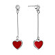 SHEGRACE 925 Sterling Silver Earrings with Red Heart Pendant and Round AAA Zirconia JE619A-1