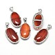 Oval Platinum Plated Brass Natural & Synthetic Mixed Stone Pendants G-F228-14-RS-2