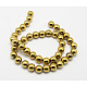 Golden Plated Non-Magnetic Synthetic Hematite Round Beads Strands X-G-D016-4-2
