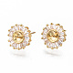 Brass Micro Pave Clear Cubic Zirconia Earring Findings X-KK-S356-130G-NF-1