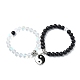 2 Stück 2-farbiges Stretch-Armbandset aus synthetischem Mondstein und Glas mit runden Perlen BJEW-TA00445-1