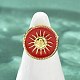 Плоские круглые с рисунком солнца эмалевые кольца из нержавеющей стали 304 для женщин RJEW-G355-05G-02-3