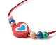Милый браслет из деревянных бусин в форме сердца для детей BJEW-JB06753-7