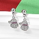 Рождественские серьги-гвоздики с подвесками из латуни с микропаве из кубических цирконий EJEW-L306-01P-02-1