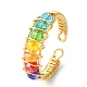 Colorful Glass Braided Bead Open Cuff Ring RJEW-TA00051-1