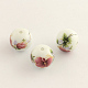 Perles rondes en verre avec motif de fleurs GFB-R002-10mm-02-1