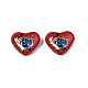 Flower Printed Opaque Acrylic Heart Beads SACR-S305-28-I01-2