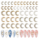 OLYCRAFT 48Pcs 12-Style Rhinestones Moon Alloy Resin Fillers 3D Mini Moon with Pearl Alloy Cabochons Moon Nail Art Charms Kit Moon Shape Epoxy Resin Supplies for Resin Craft Jewelry DIY- Golden/Silver MRMJ-OC0003-53-1
