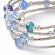 Braccialetti avvolgenti con cinque anelli di perle di vetro BJEW-JB09056-01-5