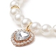 Braccialetto elasticizzato con perline rotonde in perle acriliche con ciondoli a cuore in strass in lega per donna BJEW-JB09232-01-2