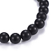 Bracelets extensibles en agate noire naturelle (teinte) et perles de pierres mélangées BJEW-JB04219-4