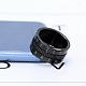 316l外科用ステンレス鋼ワイドバンドフィンガー指輪  スピナーリング  回転可能な  カメラレンズ  サイズ7  ガンメタ色  17.4mm RJEW-T005-7-15-4