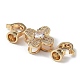 Rack Plating Brass Pave Clear Cubic Zirconia Fold Over Clasps KK-Q797-06G-2
