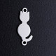 20120x8x1ステンレス鋼の子猫リンクコネクター  猫のシルエット  ステンレス鋼色  1.5mm  穴：[1]mm STAS-T049-T646-1-1