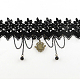 Collares gargantilla de encaje vintage de estilo gótico con cadenas de hierro NJEW-R227-61-4