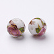 Perles rondes en verre avec motif de fleurs GFB-R002-10mm-01-2