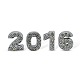 Sets of 2016 Year Date Charms Platinum Alloy Rhinestone Number Slide Charms RB-A055-2016-1