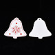 クリスマスのテーマ スプレー塗装の木製ペンダント  片面プリント  スノーフレークとクリスマスの鐘  ホワイト  49.5x45.5x2mm  穴：2mm WOOD-N005-48A-2