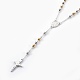 304 Stainless Steel Rosary Bead Necklaces NJEW-F240-02GP-2