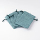 ポリエステル模造黄麻布包装袋巾着袋  ミディアムシーグリーン  12x9cm X-ABAG-R005-9x12-07-2