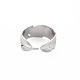 304 anello per polsino aperto con foglia in acciaio inossidabile per donna RJEW-S405-213P-2