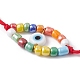 Bracelet de perles tressées au chalumeau mauvais œil réglable et graines BJEW-JB09487-3