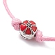 Bracelet cordon perlé émail fleur avec breloque papillon BJEW-JB07677-5