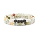2 pièces 2 style jadéite naturelle et roche de lave ensemble de bracelets extensibles perlés ronds BJEW-JB07572-1