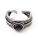 Feather Natural Hypersthene Cuff Rings RJEW-G273-14AS-02-2