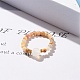 Natural Mixed Stone Round Beaded Stretch Ring with Moonstone RJEW-JR00440-4